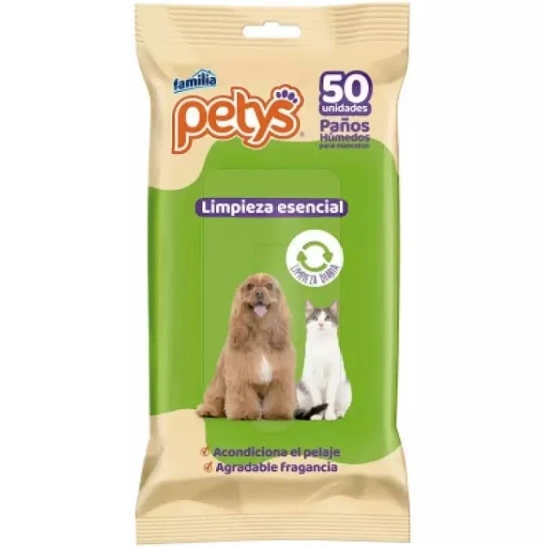 Petys - Pañitos Humedos Limpieza Esencial Para Perro y Gato