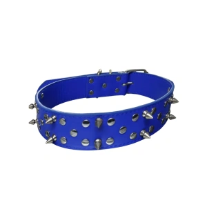 Collar grueso con púas azul Ref: 027